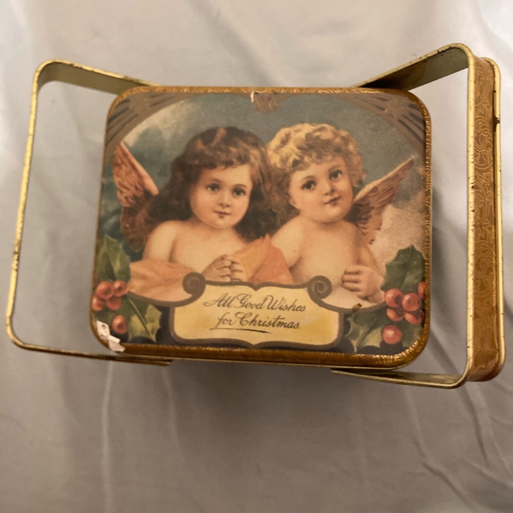 Vintage Christmas Tin with Angel Design